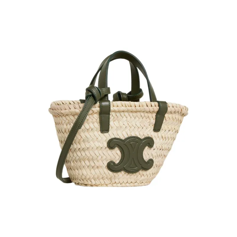 CELINE Triomphe Palm Leaf Cow Leather Tote Bag Shopping Bag Shoulder Bag Handbag Women's Olive Green-1