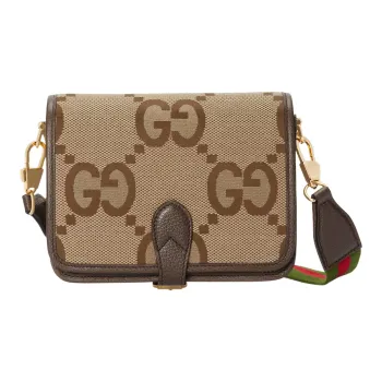 GUCCI Canvas Bag, Messenger Bag, Trunk Bag, Shoulder Bag, Crossbody Bag Women's Beige Brown