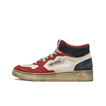 AUTRY Mid Top Stylish Skateboarding Shoes Men's White Red Vintage Version