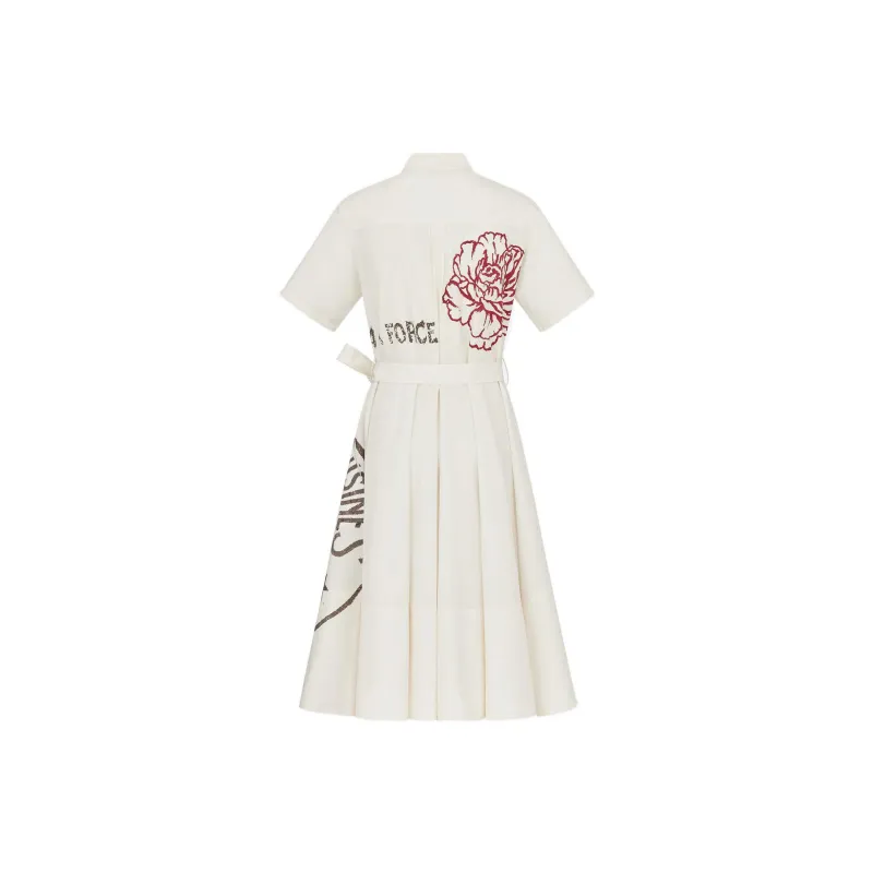DIOR Short Sleeved Dress Women's White-1