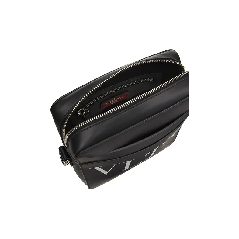 Valentino Cow Leather Messenger Bag Crossbody Bags Men's Black-3