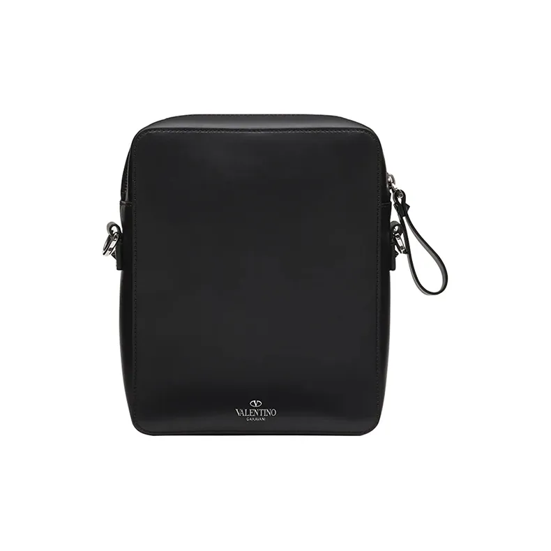 Valentino Cow Leather Messenger Bag Crossbody Bags Men's Black-1