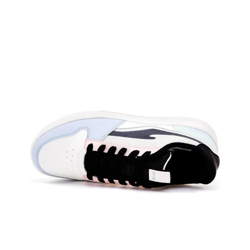 Erke No Double Low Top Skateboard Shoes Women's White Green-3