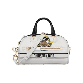 DIOR Cow Leather Bowling Bag, Handbag, Crossbody Bag Extra Mini Women's White