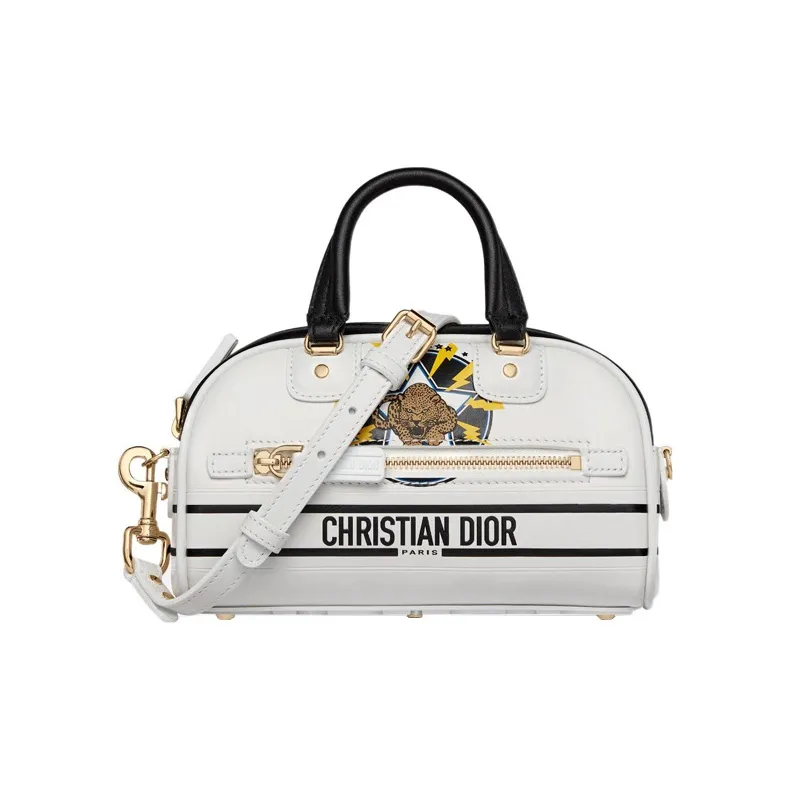 DIOR Cow Leather Bowling Bag, Handbag, Crossbody Bag Extra Mini Women's White-0