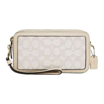 COACH Kira Fabric With Cow Leather Camera Bag Shoulder Bag Crossbody Bag Small Size Women's White