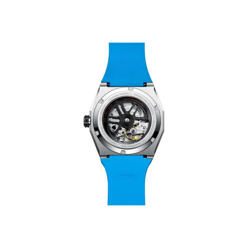 BONEST GATTI King Speed Automatic Mechanical Movement Rubber Band Strap Watch Men's Watches Blue Dial-4