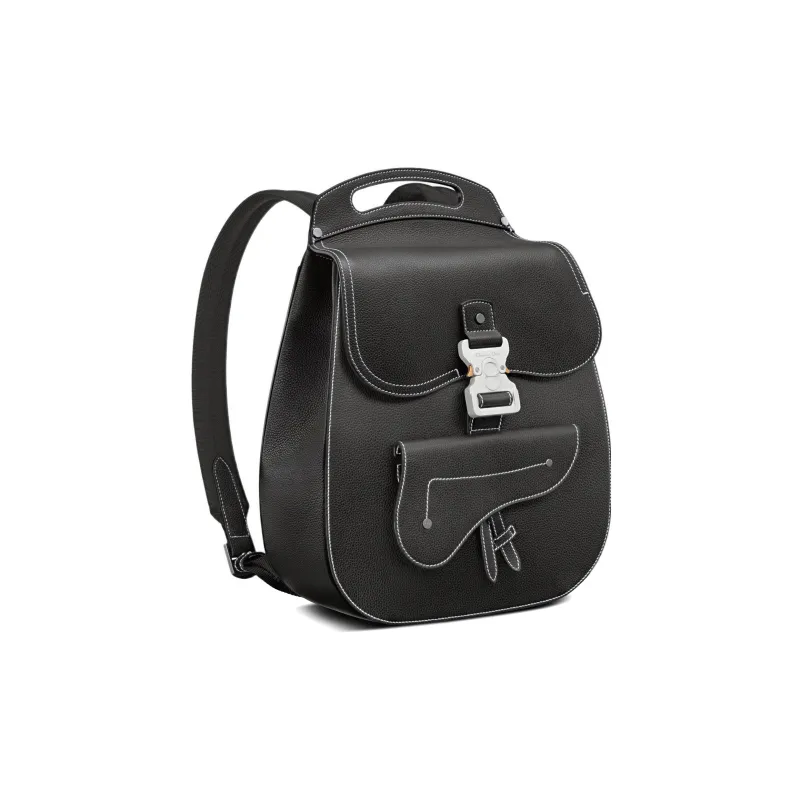 DIOR Grained Calfskin Laptop Backpack Men's Black Silver-2