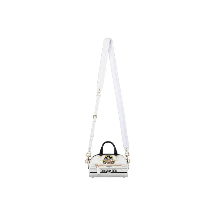 DIOR Cow Leather Bowling Bag, Handbag, Crossbody Bag Extra Mini Women's White-3