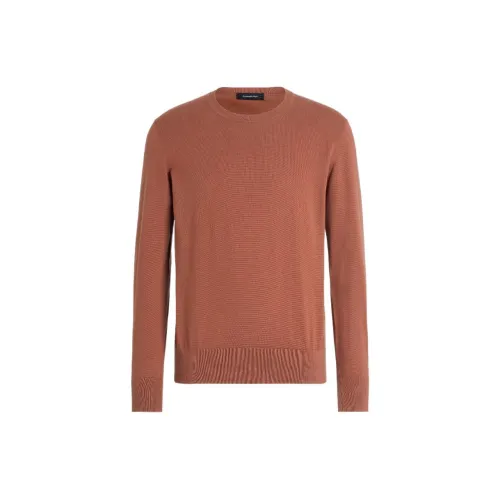 Ermenegildo Zegna Cashmere Sweaters Men Cognac Brown