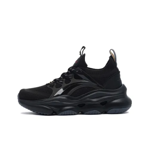 LiNing Shock Absorbers With Slip Resistant And Abrasion Resistant Properties Mid Top Casual Shoes Women's Black