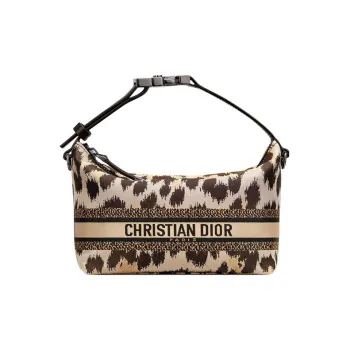 DIOR DiorTravel Technical Fabric Clutch Lunch Box Bag Handbag Small Size Women's Beige