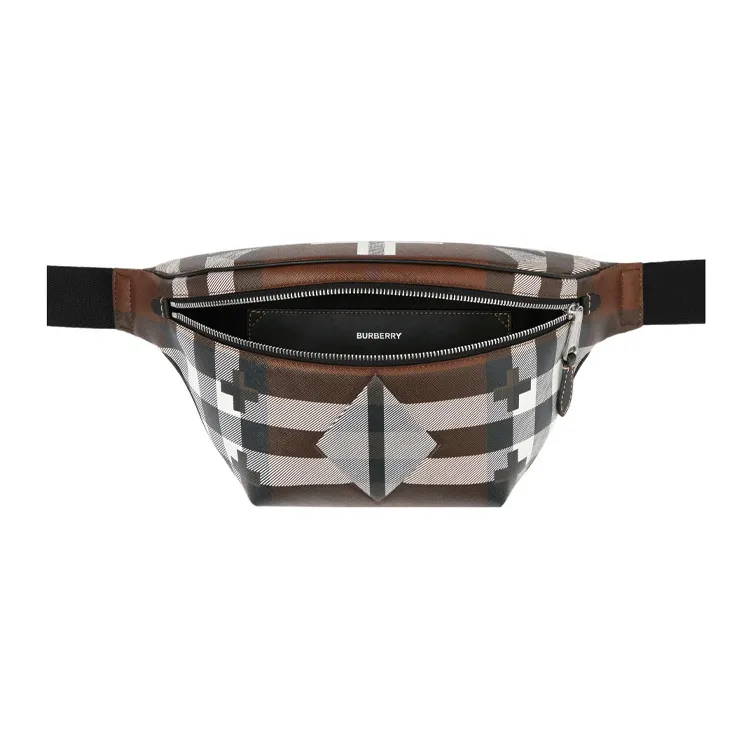 Burberry Geometric Check Bum Bag Brown-4