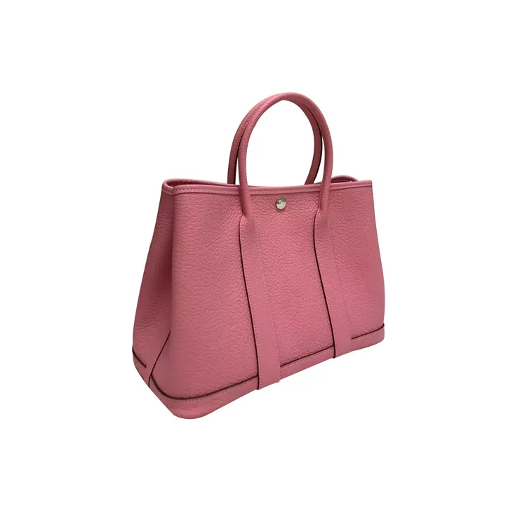 HERMES Garden Country Cow Leather Handbag Women's 5P Pink Pink-1