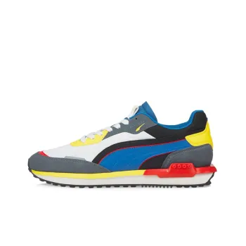 PUMA City Rider White Blue Yellow Red