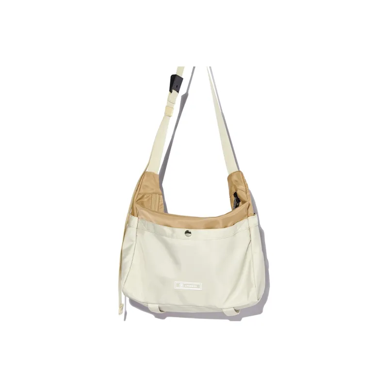 LIVEBOX EN DIRECT Nylon Commute Bag, Crossbody Bag Men's Khaki/White-0