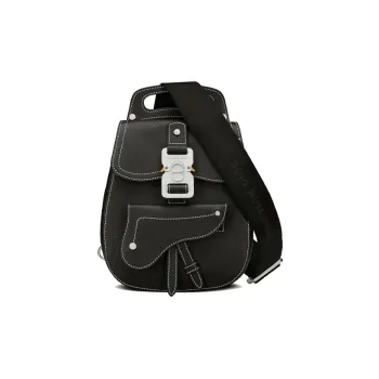 DIOR Grained Calfskin Crossbody Bag Shoulder Bag Sling Bag Men's Black