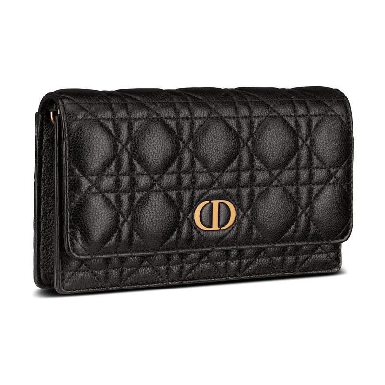 DIOR Caro Soft Cow Leather Handbag, Shoulder Bag, Crossbody Bag Regular Women's Black-1