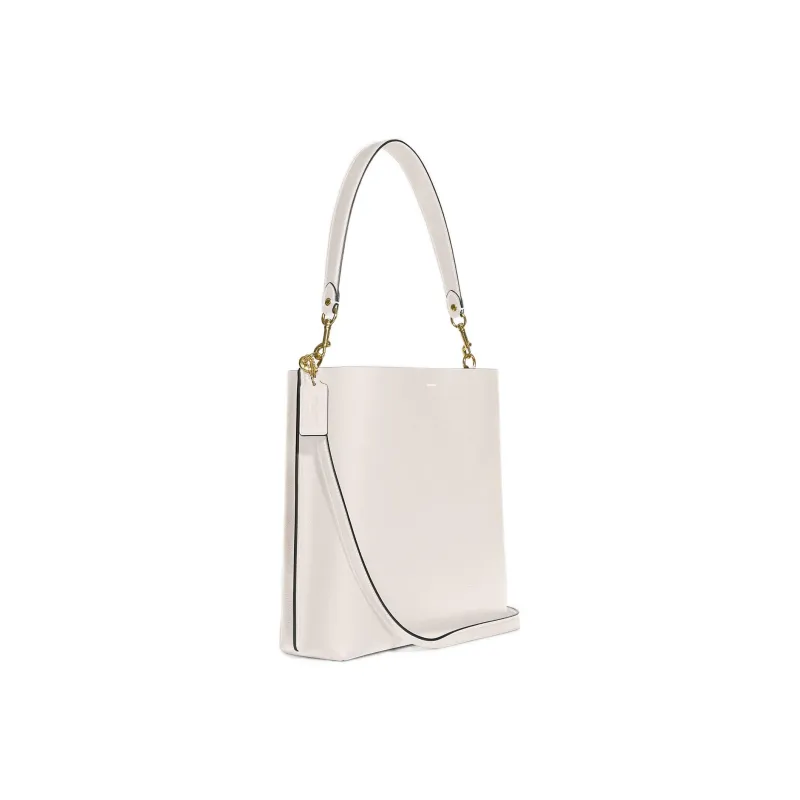 COACH Mollie Solid Color Leather Bucket Bag Handbag Shoulder Bag Crossbody Bag Large Size Women's Chalk White-1