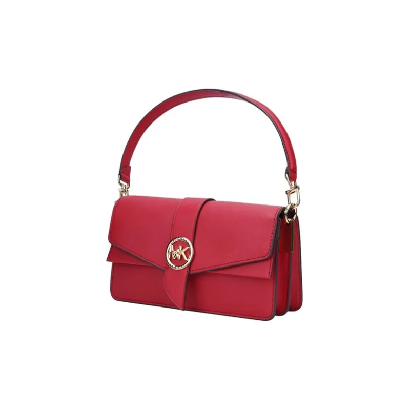 MICHAEL KORS Greenwich Leather Envelope Bag, Chain Bag, Crossbody Bag, Shoulder Bag Regular Women's Red-1