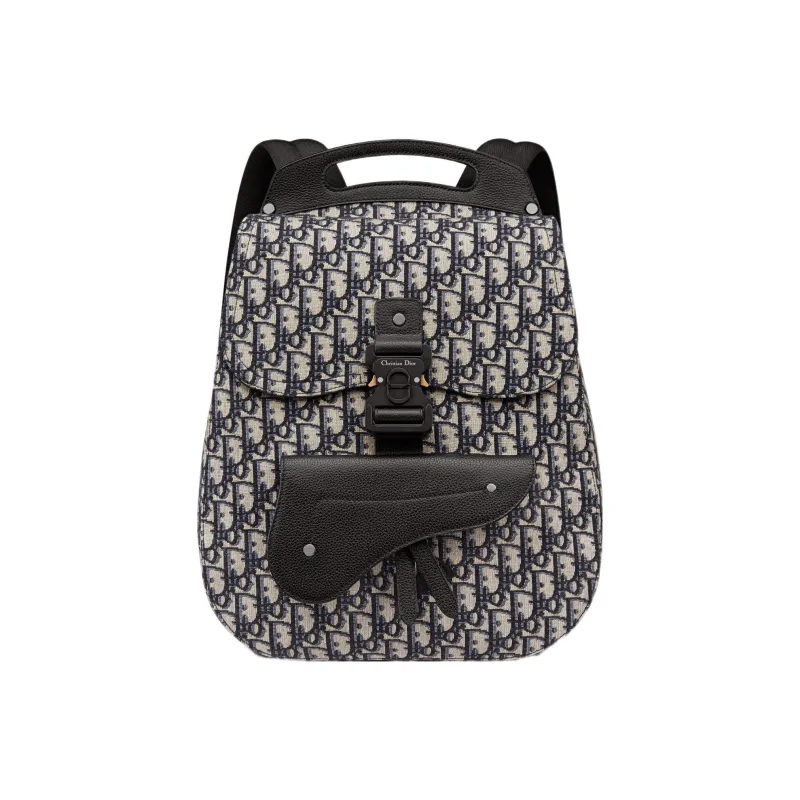 DIOR Fabric Laptop Backpack Men's Beige Black-0