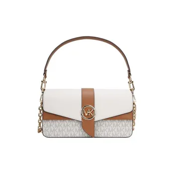 MICHAEL KORS Greenwich Portable Crossbody Bag, Shoulder Bag Women's Vanilla White Brown Multicolor