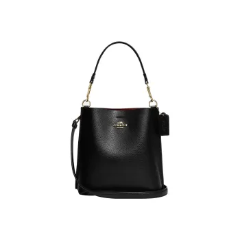 COACH Mollie Leather Bucket Bag Handbag Shoulder Bag Crossbody Bag Small Size Women's Black