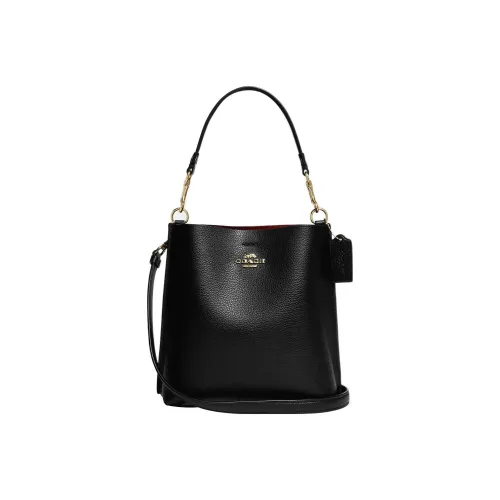 COACH Mollie Leather Bucket Bag Handbag Shoulder Bag Crossbody Bag Small Size Women's Black