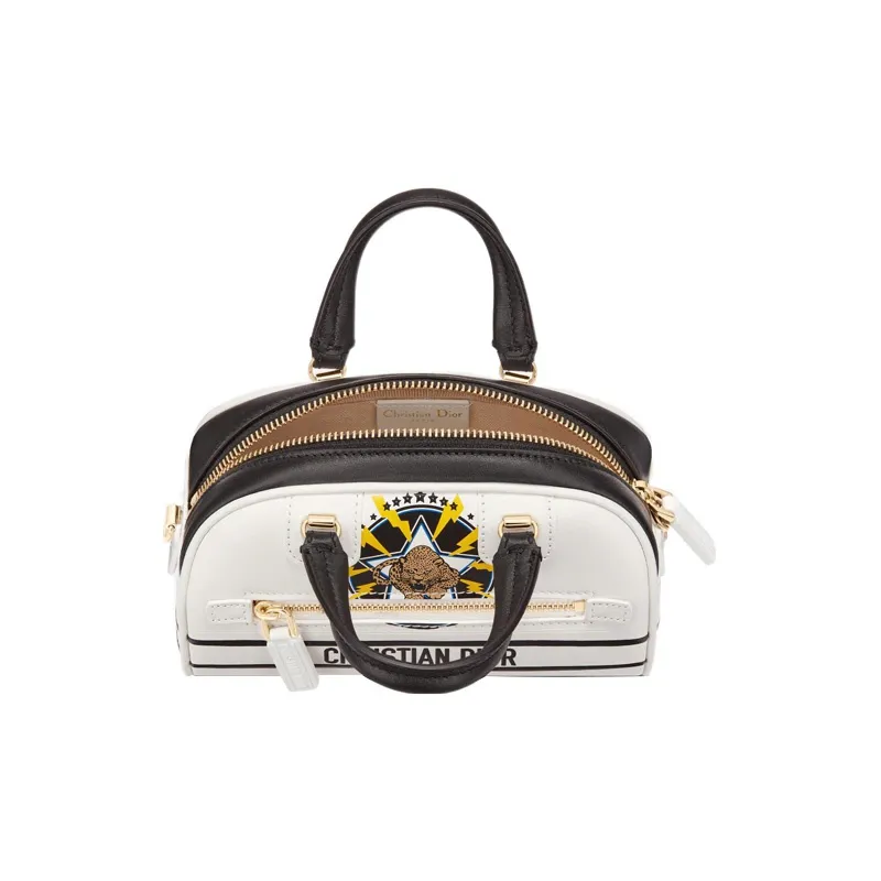DIOR Cow Leather Bowling Bag, Handbag, Crossbody Bag Extra Mini Women's White-4