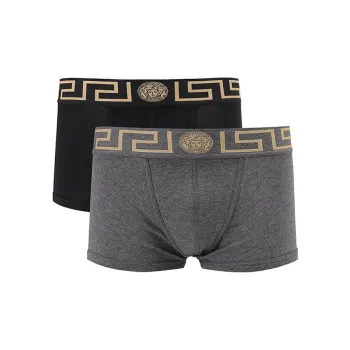 VERSACE Greca Border Trunks Pack Of 2 Gray/Black