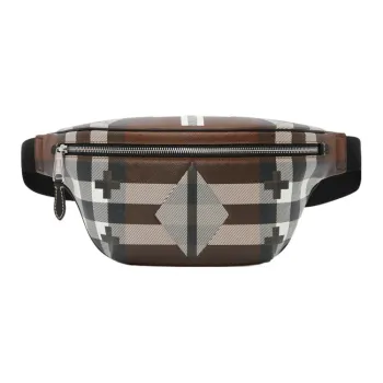 Burberry Geometric Check Bum Bag Brown