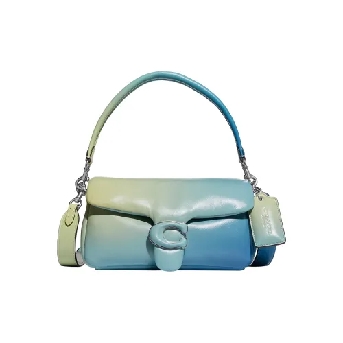 COACH Tabby Leather One Shoulder Handbag Crossbody Bag Medium Size Women's Lake Green Color
