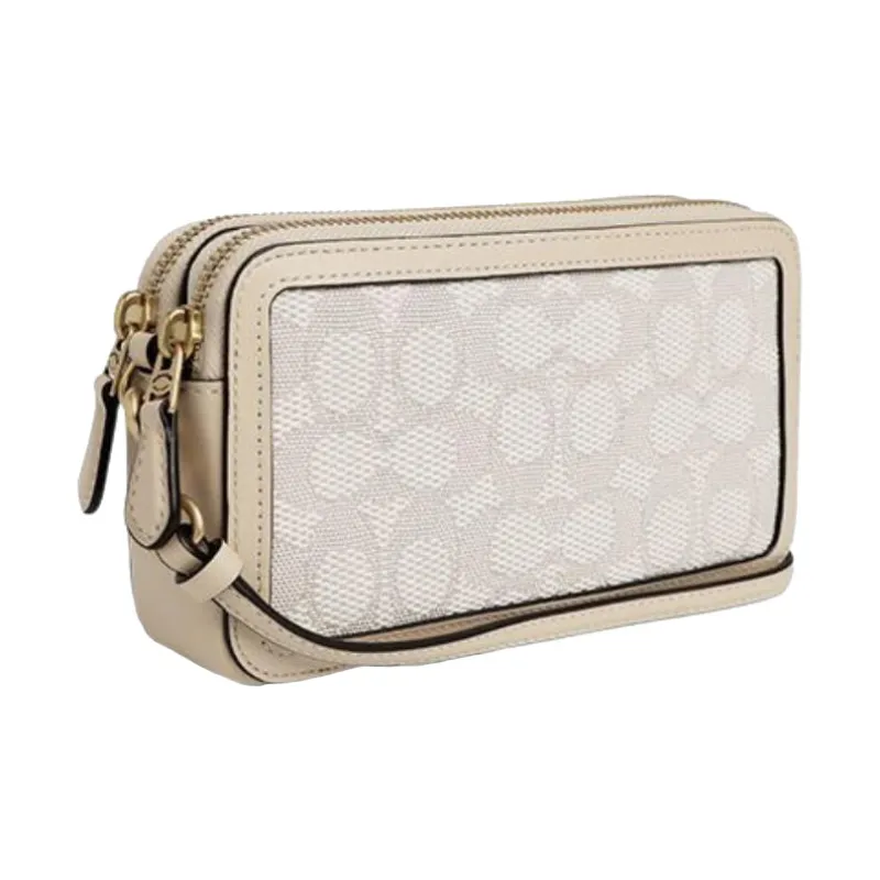 COACH Kira Fabric With Cow Leather Camera Bag Shoulder Bag Crossbody Bag Small Size Women's White-1