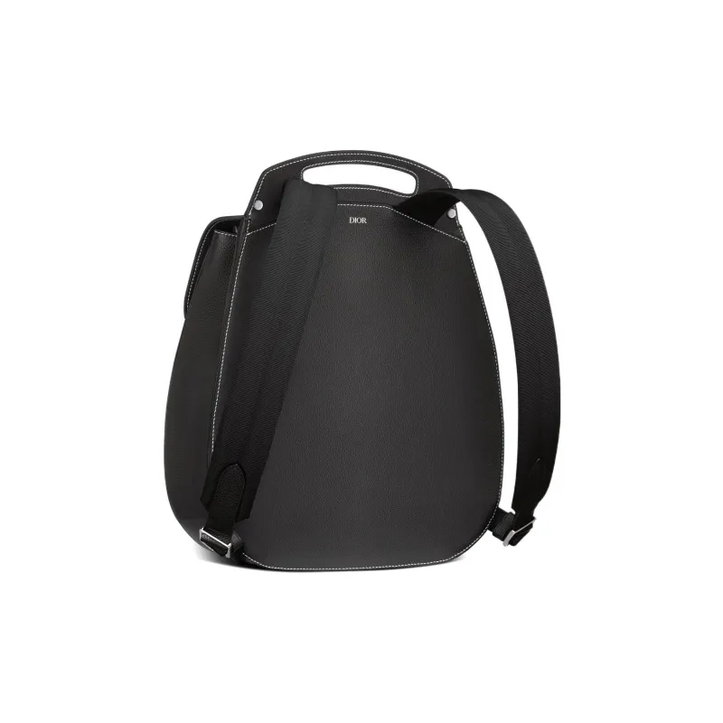 DIOR Grained Calfskin Laptop Backpack Men's Black Silver-1
