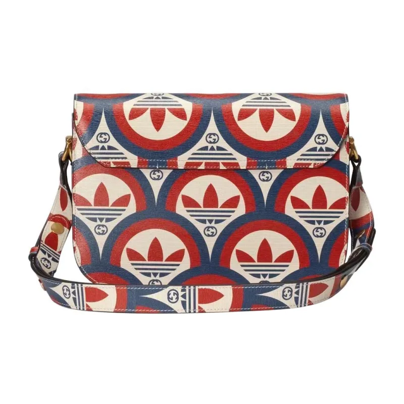 GUCCI Adidas Horsebit 1955 Leather Shoulder Bag, Crossbody Bag Small Size Men's Red/Dark Blue-5