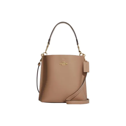 COACH Mollie Leather Bucket Bag Handbag Shoulder Bag Crossbody Bag Small Size Women
s Taupe