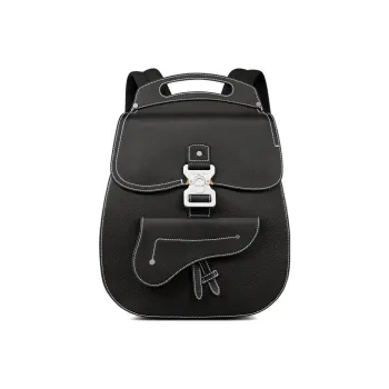 DIOR Grained Calfskin Laptop Backpack Men's Black Silver