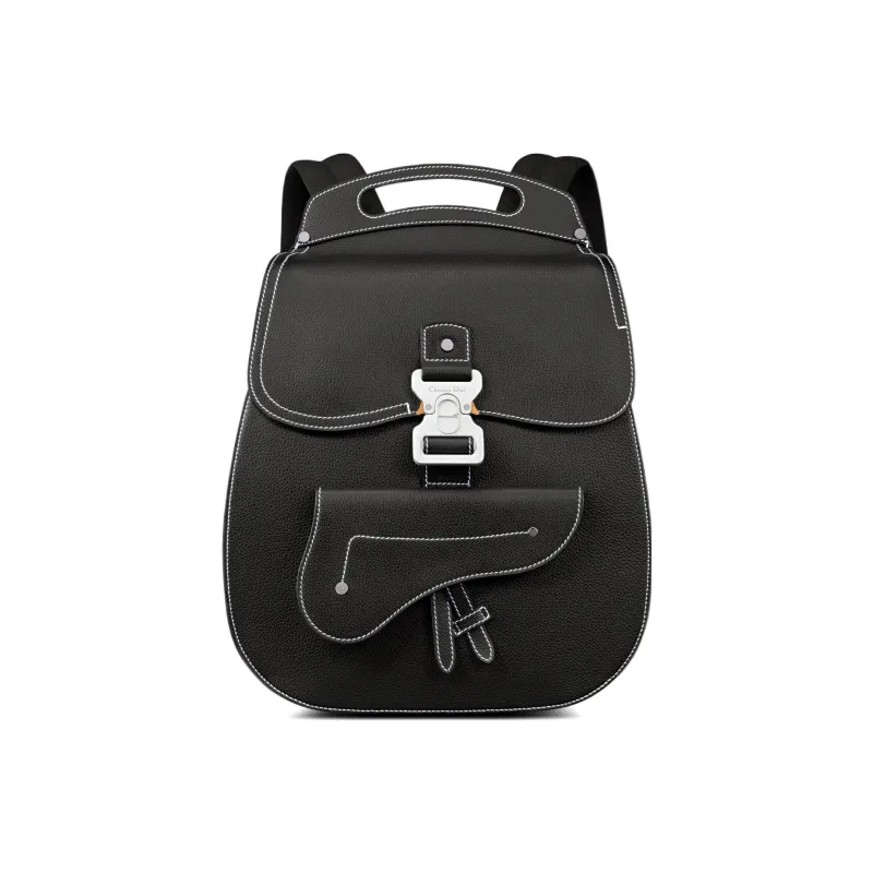 DIOR Grained Calfskin Laptop Backpack Men's Black Silver-0