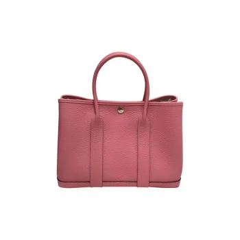 HERMES Garden Country Cow Leather Handbag Women's 5P Pink Pink