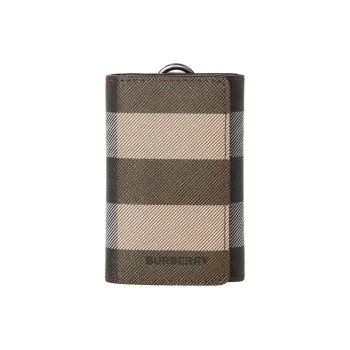 Burberry Plaid With Leather Key Pouch Men's Brown