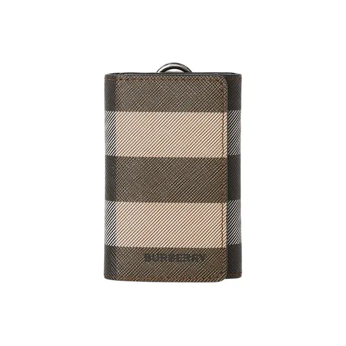 Burberry Plaid With Leather Key Pouch Men's Brown-0