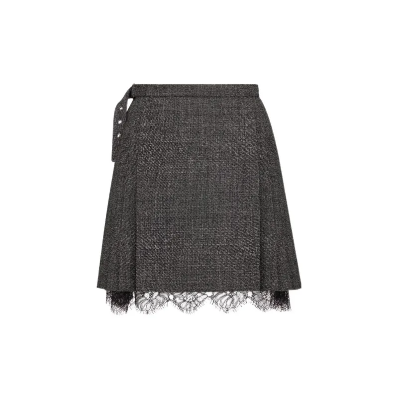 DIOR Lace Detailed Pleated Mini Skirt-1
