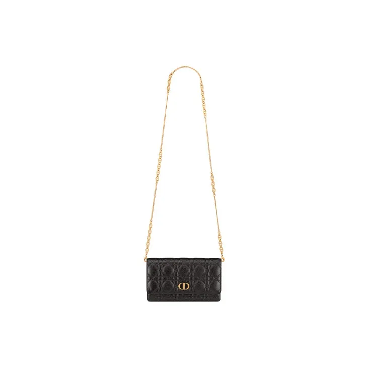 DIOR Caro Soft Cow Leather Handbag, Shoulder Bag, Crossbody Bag Regular Women's Black-3