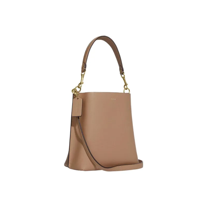 COACH Mollie Leather Bucket Bag Handbag Shoulder Bag Crossbody Bag Small Size Women's Taupe-1