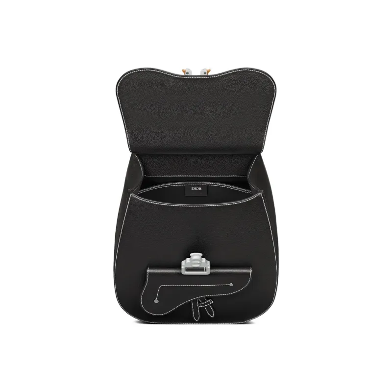 DIOR Grained Calfskin Laptop Backpack Men's Black Silver-3