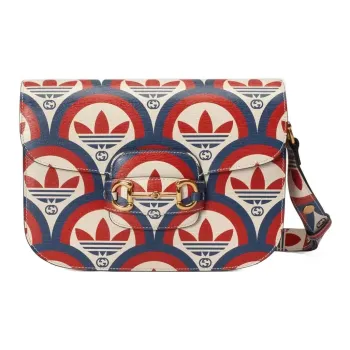 GUCCI Adidas Horsebit 1955 Leather Shoulder Bag, Crossbody Bag Small Size Men's Red/Dark Blue