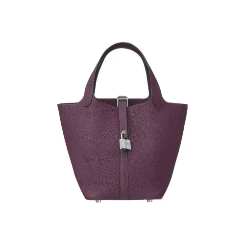 HERMES Picotin Cow Leather Bucket Bags Handbags Women's Black With Galen Ardenne