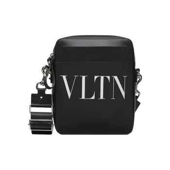 Valentino Cow Leather Messenger Bag Crossbody Bags Men's Black