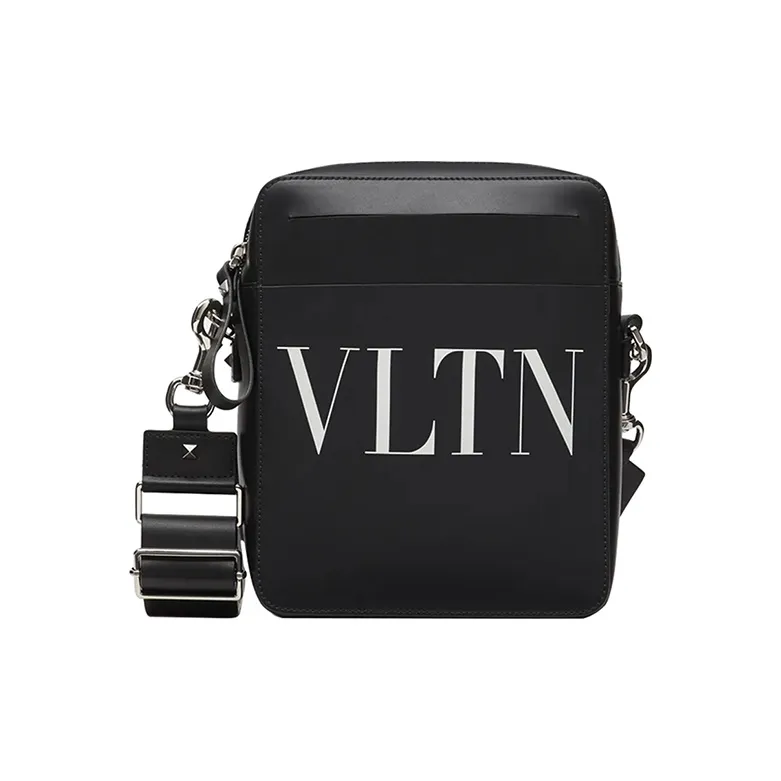 Valentino Cow Leather Messenger Bag Crossbody Bags Men's Black-0