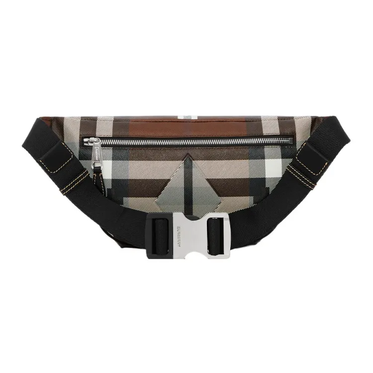Burberry Geometric Check Bum Bag Brown-2